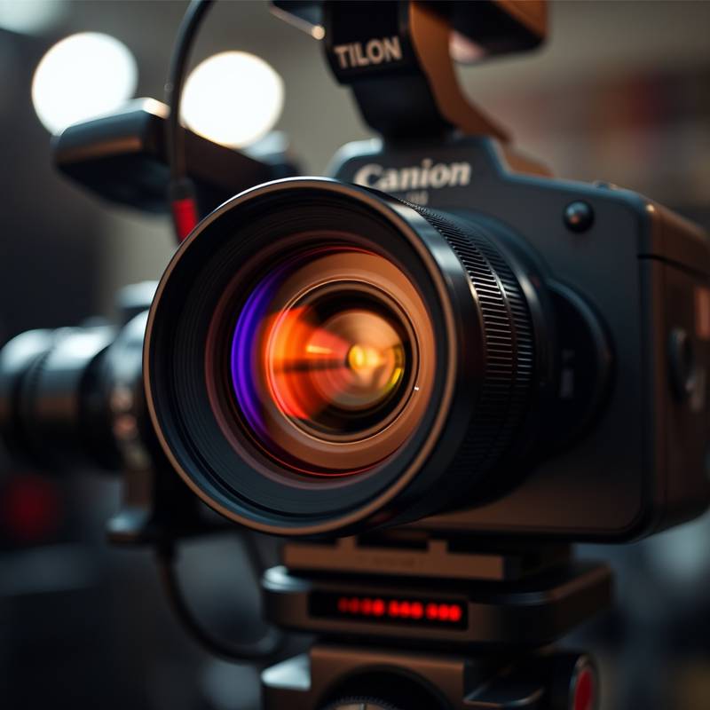 Cámara de cine profesional con lente